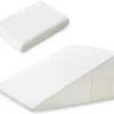Cotton Wedge Pillow Cover for 24" x 24" x 7.5" Wedge Bed Pillow, Zippered Wedge Pillow Case Protector with Side Pocket, White (Pillow Not Included)