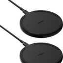 Belkin Wireless Charging Pad 15W - Qi Charger - Wireless Charger iPhone 17, Charging Station for Apple iPhone 16/15/14 Series, AirPods, Samsung Galaxy S25/S24, Pixel 5ft Cable Included, Black, 2-Pack