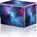 Card Game Storage Box TCG Deck Box MTG Card Box Organizer Trading Card Case Commander Deck Box TCG Card Storage Box Magnetic Closure Creative Pattern Up to 200 Cards, Blue And Purple Space Star (1 pack)