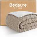 Bedsure Sherpa Fleece Throw Blanket for Couch - Soft Fluffy & Cozy Cable Jacquard Tufted Throw Blankets for Women Gift, Thick Warm Blanket for Winter and All Seasons, Beige, 50x60 Inches