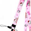 FBTLDS Hallo Kitty Lanyard for Keys and Women, Lanyards for ID Holder, Cute Kawaii Anime Pink Lanyard Pack of 2