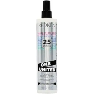 Redken One United AllInOne Leave In Conditioner  MultiBenefit Leave In Treatment For All Hair Types, Heat Protectant and Detangler Spray, ParabenFree, 13.5 Fl Oz