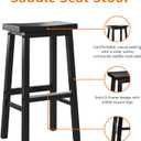 Amazon Basics Solid Wood Saddle-Seat Kitchen Counter Barstool with Footrest, Easy Assembly - 29-Inch Height - Black - Set of 2