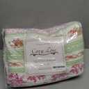 Floral Bloom Garden Vines Stripe Pink Blue Green Quilted Cotton Reversable Throw Blanket, 60"x 50"