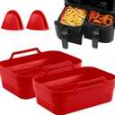 2pack Silicone Air Fryer Liners for 8QT & 10QT Ninja Air Fryer Foodi Dual, Reusable Silicone Air Fryer Basket for Ninja DZ550 DZ401 Air Fryer Accessories for Ninja (Red)