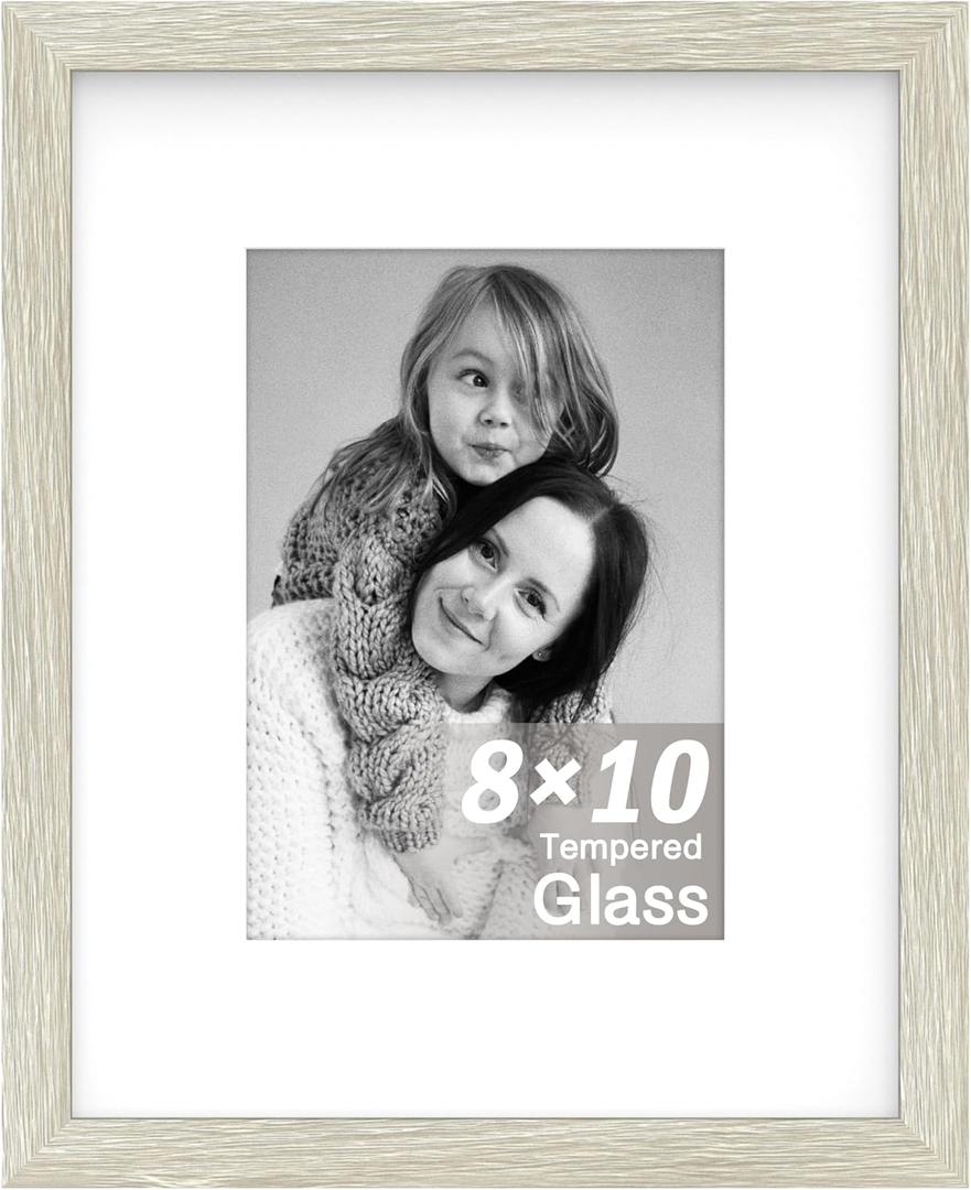 An&He 8x10 Picture Frame, Wooden Photo Frame with Tempered Glass for Home Decoration Gray Wood