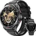 OUKITEL Smart Watch for Men GPS, 1.43" AMOLED Display, 5ATM Waterproof Military Watch, 150+ Sport Modes, Fitness Activity Tracke with Compass Pedometer Sleep Monitor Heart Rate, for Android iOS