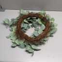 idyllic Eucalyptus Leaves Wreath Metal Polyester Fabric Paper Round Green Wreath 24 Inches for The Front Door Decor