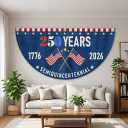 US Patriotic Bunting Flag 6x3 Ft, American semiquincentennial anniversary, Half fan flag Half Circle Banner - Fade Resistant Patriotic Decor for 250th 4th of July, Independence Day, Memorial Day | Indoor Outdoor Porch Wall Use