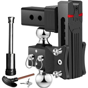 Airbird Adjustable Trailer Hitch Dual Ball Fits 2.5-Inch Hitch Receiver | 2" & 2-5/16" Dual Ball, 5-Inch Drop, Heavy Duty Tow Hitches (18000LBS) , with Anti-Theft Pin & 4 Hitch Silencers, AIMAL-2505