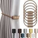 6 Pack Khaki Strong Magnetic Curtain Tiebacks Outdoor Elegant Decorative Tie Backs Modern Rope Tiebacks for Drapes Window Curtain Holdbacks for Draperies