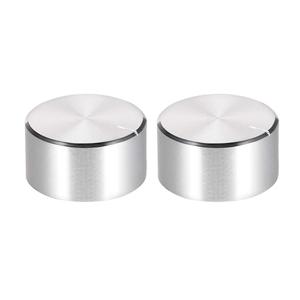 uxcell 2pcs Potentiometer Knob Knurled Shaft Silver Tone Aluminum Smooth Surface Rotary Knob 25mmx13mm Volume Control Knob