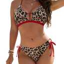 Blooming Jelly Women Two Piece Swimsuit Sexy Swimwear Halter String Cheeky Bikini Sets 2026XL, Colorblock Leopard