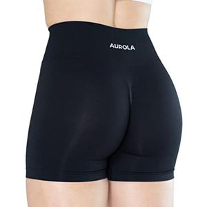 AUROLA Dream Collection Women Workout Shorts High Waist Gym Shorts, Scrunch Butt Seamless Athletic Shorts,
Dark Black, XS