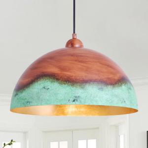 15.7" Metal Dome Pendant Light Industrial Color Painting Lampshade, 15.7in without Hollow