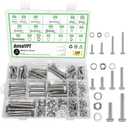 248Pcs M6 M8 M10 Screw Set Metric Bolt Assortment 304 Stainless Steel Nuts and Bolts Set Flat & Spring Washers Hex Head Cap Screws Bolts and Nuts Kit Includes 10 Common Sizes Fully Thread