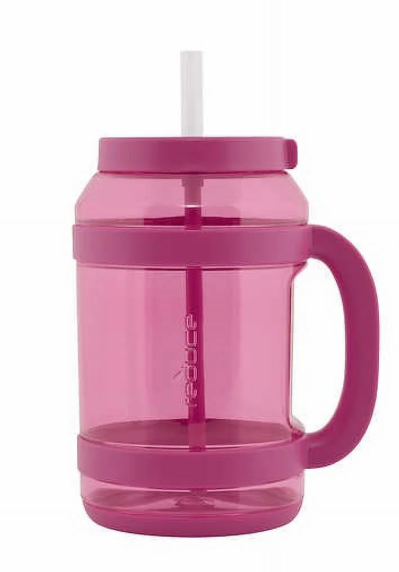 Reduce WaterDay 80 oz Water Jug with Time/Ounce Markings - Spill-Proof Straw, Durable Tritan - Big Water Bottle for Daily Hydration - Dishwasher Safe, Clear & Easy to Clean, Rose