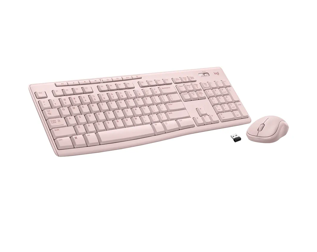 Logitech MK270 Wireless Keyboard and Mouse Combo for Windows, 2.4 GHz, 8 Multimedia Keys, PC, Laptop, Wireless Keyboard Compact Mouse Combo - Rose