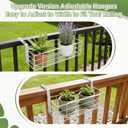 Youyole Railing Hanging Planter Holders, Adjustable Balcony Flower Pot Rack Stand, Expands 14"-27" Iron Hanger Hooks Fit Almost Any Balcony, Fence or Deck Railing up to 6" Wide (White)