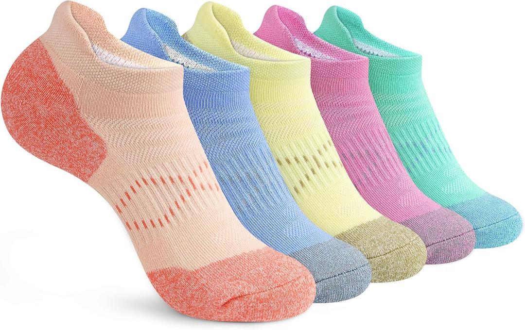 Gonii Ankle Socks Womens Running Athletic No Show Socks Cushioned 5-Pairs (6-8)