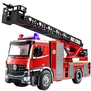 lonfypeng Fire Truck Toys, Toddler Toys for Ages 3+, Fire Truck with Ladder Toys for Boys Girls, Lights & Realistic Sounds, Fire Trucks with Water Spray for Boys 3-8 Years Christmas Birthday Gift