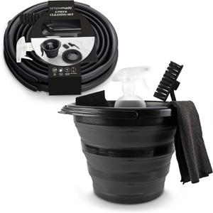 SIMPLEMADE Collapsible Bucket Cleaning Set - Includes 2 Foldable Buckets, Spray Bottle, Rag, Scrubbing Brush and Sponge - Holds Up to 10 liters, Easy Storage, All-Purpose Cleaning Solution