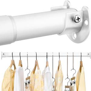 FIRJOY Closet Rods for Hanging Clothes - Heavy Duty, Length Adjustable (White, 18.5" - 28")