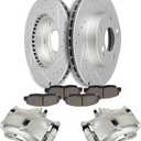 SCITOO Front Brake Kit [4] Brake Pads [2] Brake Rotors [2] Brake Disc Calipers w/Bracket Compatible With 1997-2000 for Acura for EL,1996-2011 for Honda for Civic