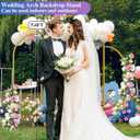 Hemmotop Metal Arch Backdrop Stand Set of 3, 6FT, 5FT, 4FT Party Arch Stands for Wedding, Birthday, Baby Shower, Bridal Shower - Balloon Arched Frame for Garden Decor, Gold Floral Arches, 3 Pieces