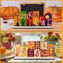 2 x Fall Halloween Office Decor Wooden Table Desk Sign Decorations Reversible Double Side Halloween and Autumn Tabletop Sign Fall Thanksgiving Centerpiece Farmhouse Decor for Home Office Party Desk (Turkey)