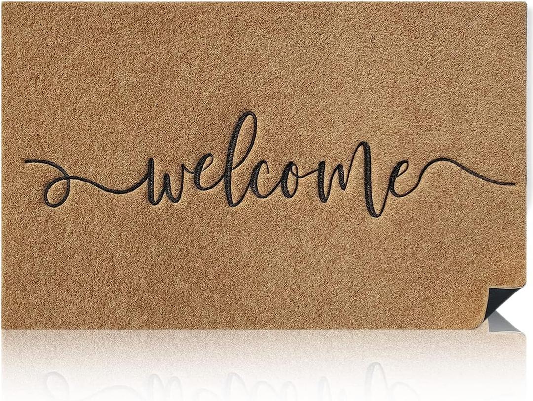 AAZZKANG Brown Door Mat Outdoor Welcome Mat with Non Slip Rubber Backing Easy to Clean Entry Doormat for Indoor High Traffic Areas Front Door Decorative