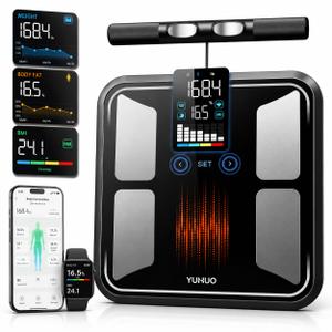 YUHUO Smart Scale for Body Weight, 8-Electrode Digital Bathroom Scale with BMI, Body Fat, Muscle Mass, Segmental Full Body Composition Analyzer, 28 Metrics Bluetooth App Sync