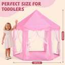 Sumbababy Princess Castle Tent for Girls Fairy Play Tents for Kids Hexagon Playhouse with Fairy Star Lights Toys for Children or Toddlers Indoor or Outdoor Games (Pink)