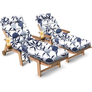 Outdoor Lounge Chair Cushion Set of 2, Waterproof Chaise Lounge Cushions for Outdoor Furniture 71 x 22 x 4.7 Inches Non-Slip Patio Pool Lounge Chair Cushions with Ties (Blue Enchantress)