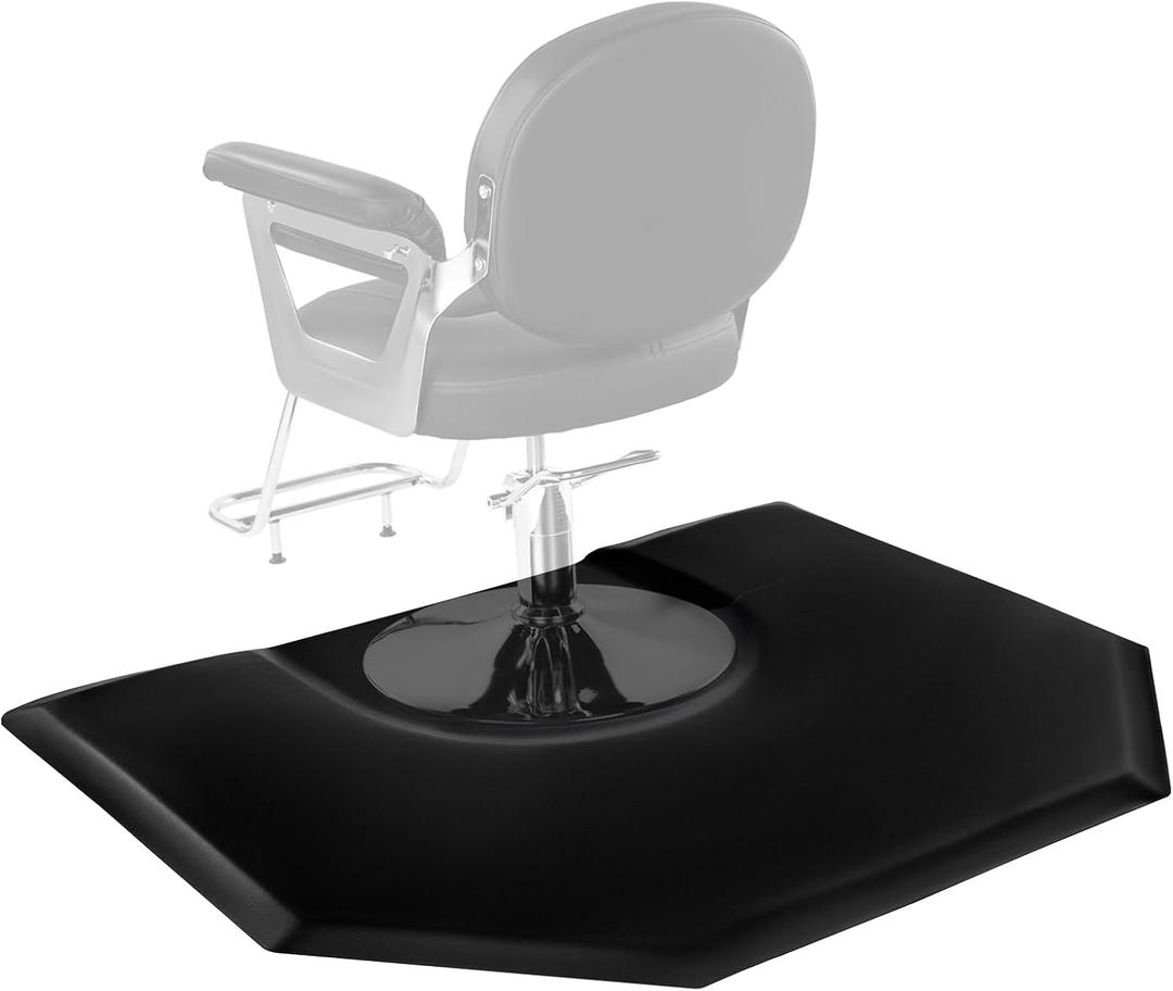 VEVOR Salon Mat for Hair Stylist, 4 x 5 FT Hexagon Salon Chair Mat Anti Fatigue, 1-inch Thickened Barber Shop Floor Mat with Round Cut Out, Easy-to-Clean PVC Surface & Anti-Trip Beveled Edges
