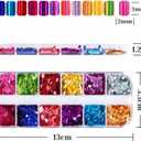 2 x Laser Square Glitter Nail Art Sequins, Holographic 3D 12 Colors Glitter Flakes Design, Rectangle Shape Nail Shiny Supplies for Women Girls Manicure Powder Charms Decorations, DIY Resin Nail Art Tips