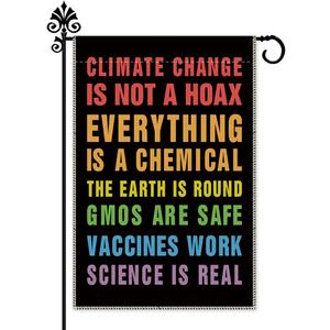 2 x Hafhue Science is Real Welcome Garden Flag, 12 x 18 Inch Double Sided Fall Holiday Yard Outdoor Farmhouse Decoration Flag, Everything Is A Chemical The Earth Is Round Rainbow Garden Flag