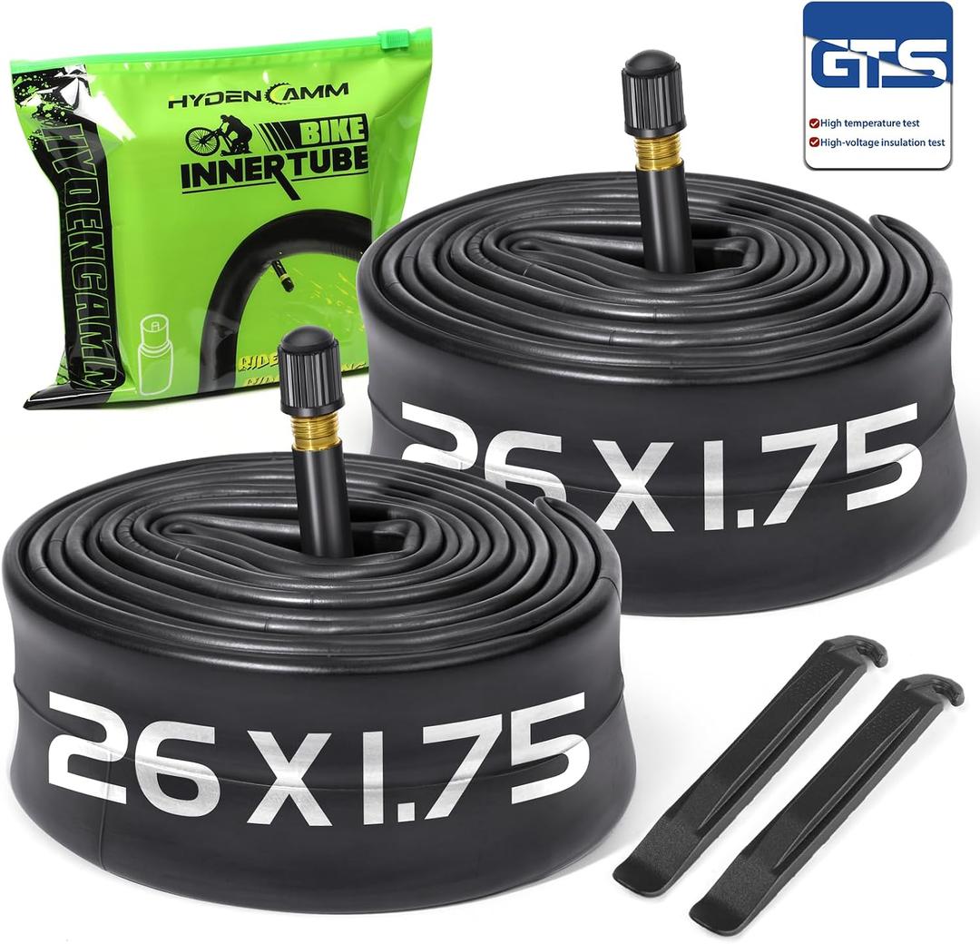 2 Pack  26" x1.75 Bicycle Tube with 2 Tire Levers, with 32mm AV Schrader Valve, Reliable Inner Tube for Kids/Road/MTB Bike (2 of One Size)