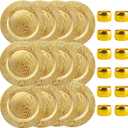 13 Inch Round Elegant Serve ware Charger Plates with Matching Napkin Rings, Wedding, Dinner party, Event - Choose from our Variety of Styles and Quantities (12, Moslem Gold)