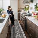 Hallway Washable Runner Rug - 2'6x14 Kitchen Rugs Entryway Rug Runner Vintage Soft Floor Mat Non Slip Indoor Farmhouse Carpet for Bathroom Living Room Bedroom (2'6''x14', Black)