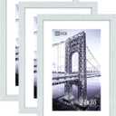VCK 24x36 Inch Solid Wood Poster Frames with Wall Mounting Hanging Picture Frame White 3 Pack