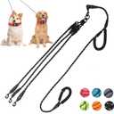 Exceptional 360 Anti-Tangle & No Pull Three Dog Leash - Three Handle & Reflective for Safety & Convenience - Pink, 3 Way for Small & Medium Dogs (Black 3 Way)