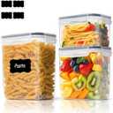 ComSaf Food Storage Containers with Lids Set of 3 (2L/2.1Qt) (1.4L/1.5Qt) (0.8L/0.8Qt), Airtight Food Storage Container, Plastic Canister Sets for Kitchen, Pantry Organizer for Sugar, Cereal and Snack