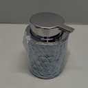 Hand Soap Dispenser Glass, Refillable Liquid Dispenser for Bathroom & Kitchen,Lotion Dispenser with Large Silver PumpDiamond Pattern-Blue