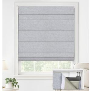 LazBlinds No Drill Roman Shades for Windows, Cordless Blackout Window Shades with UV Protection, Polyester Fabric for Bedroom & Living Room, 35" W x 64" H, Grey