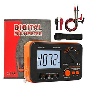 Digital Megohmmeter Megaohm Meter with 250V/500V/1000V Test Voltage Testing Insulation Resistance IR 0.1MΩ~2GΩ, Measure AC DC Volt Ohm, Continuity Tester, Megaohmeter w/Over-Range Indicator