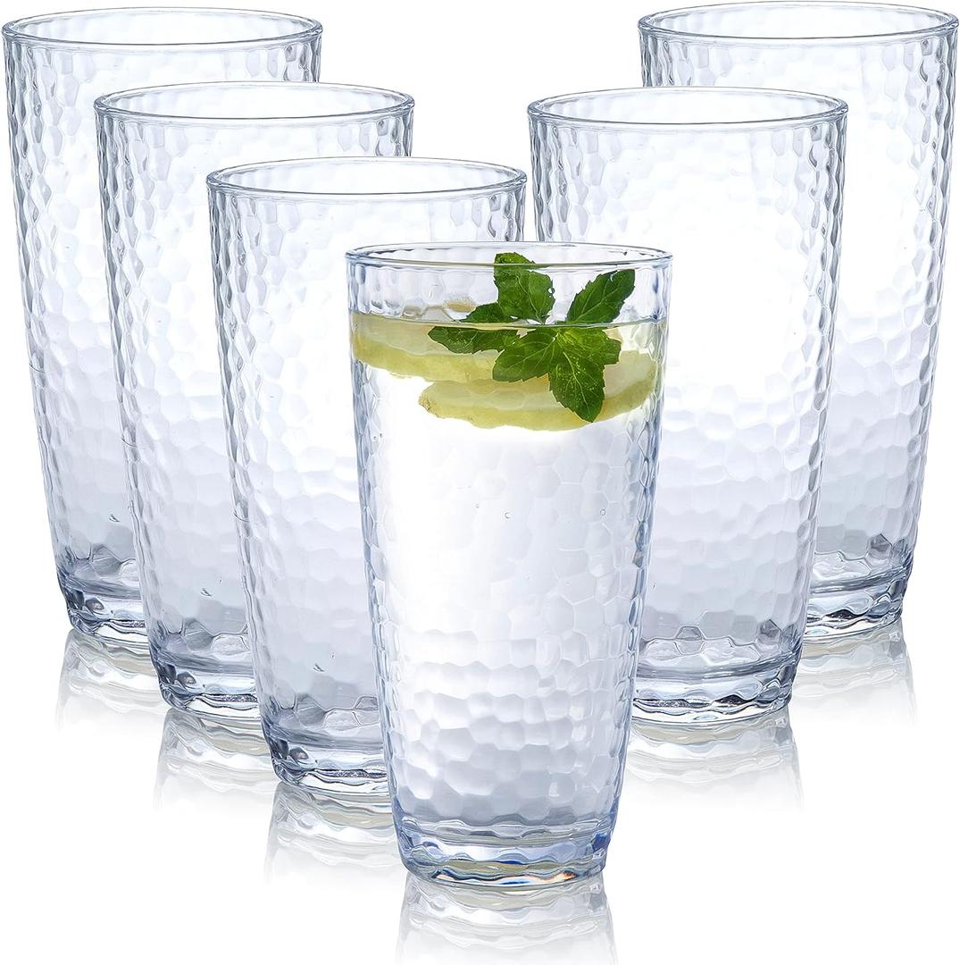 Kurala Unbreakable Plastic Tumbler Cups, Set of 4, Large Water Tumbler Set, 25 oz Highball Drinking Glasses (Clear)