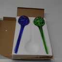 Wyndham House Plant Watering Globe Set, Set of 2 Indoor & Outdoor, Colorful Multicolored Hand-Blown Glass for Everyday Use (Blue, Green)