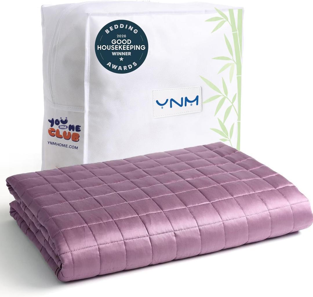 YnM Exclusive Cooling Weighted Blanket, Smallest Compartments with Glass Beads, Bed Blanket for One Person of 140lbs, Ideal for Twin/Full Bed (48x72 Inches, Pounds, Fuchsia)