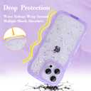 2 x Case for iPhone 11 - Curly Wave Edge Design, Bling Glitter Star Shiny Case, Cute Pink Clear Full Protection Soft TPU Shockproof Cover for Women and Girls (iPhone 11, Purple)